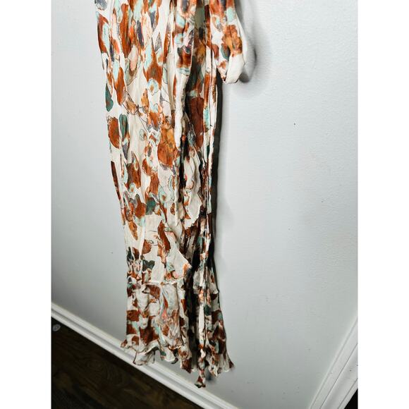 TANYA TAYLOR Multicolor Floral V-Neck Ruffle Sleeve Blaire Midi Dress Size 6 - Picture 6 of 14